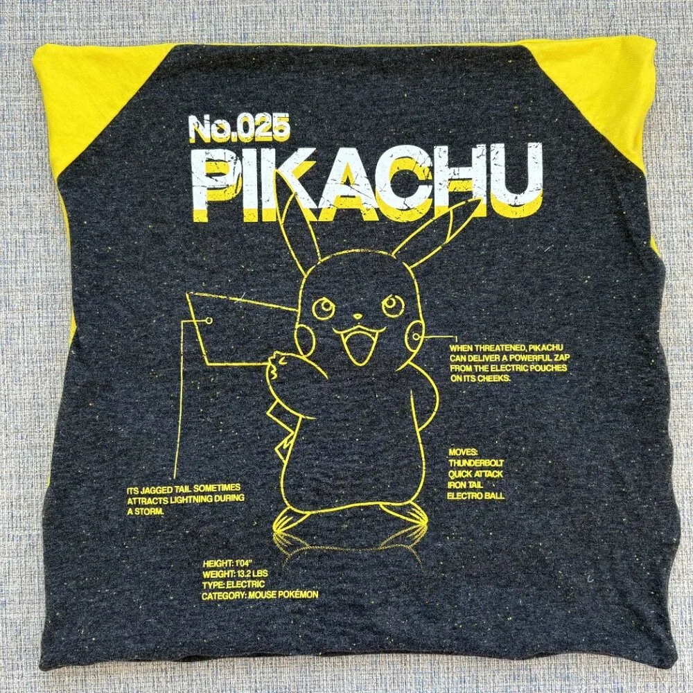 Pikachu Pokemon handmade upcycled t-shirt throw pillow cover video game decor